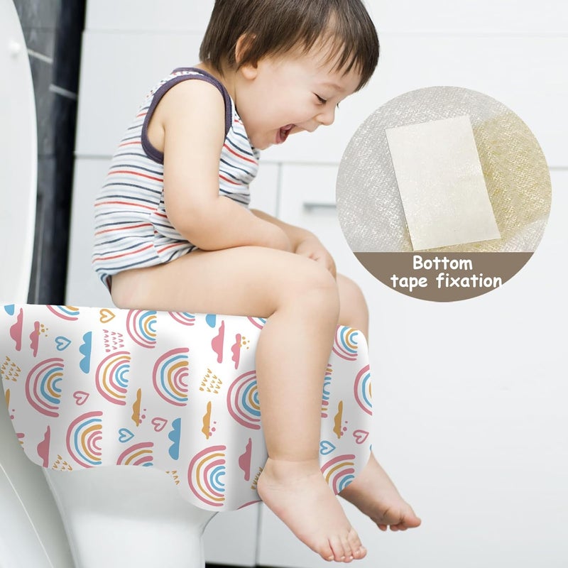 DEEKI 40 Pack Toilet Seat Covers Disposable, Safe No-Slip Waterproof for Kids Toddlers Use in Potty Training Public Restrooms Toilets, Portable Clean Covers for Adults Travel -Rainbow (40 Count) - Image 4